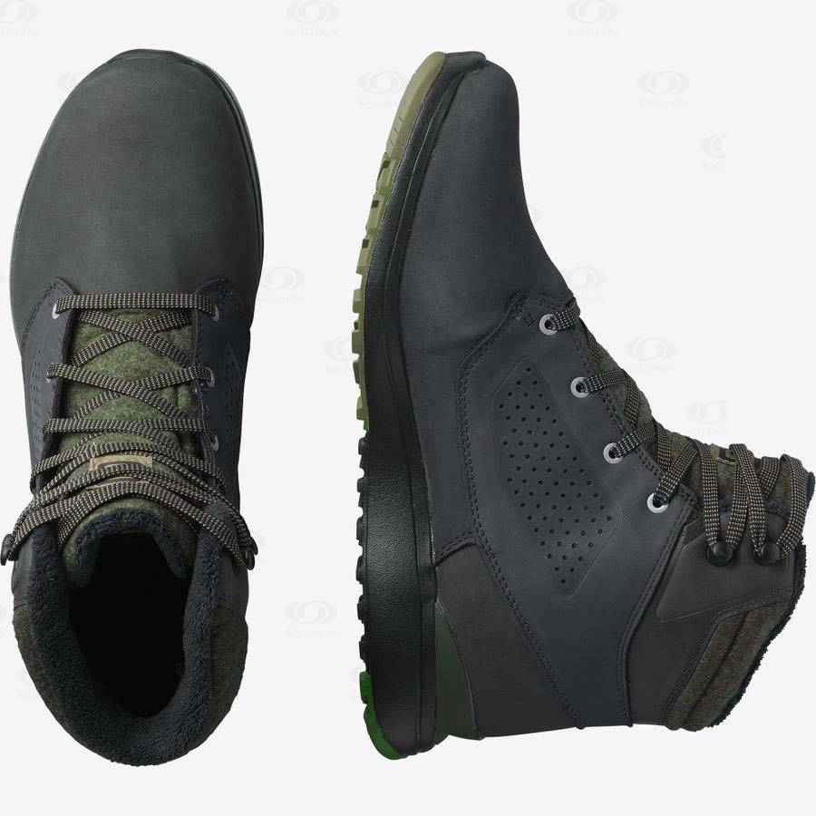 Black / Green Salomon UTILITY WINTER CLIMASALOMON™ WATERPROOF Men's Winter Boots | US-M1531