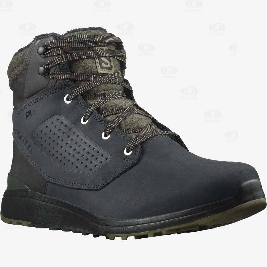 Black / Green Salomon UTILITY WINTER CLIMASALOMON™ WATERPROOF Men's Winter Boots | US-M1531