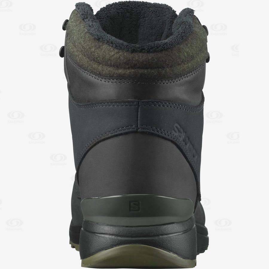 Black / Green Salomon UTILITY WINTER CLIMASALOMON™ WATERPROOF Men's Winter Boots | US-M1531