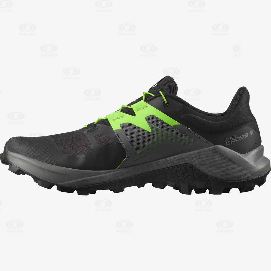 Black / Green Salomon WILDCROSS 2 Men's Trail Running Shoes | US-N1953