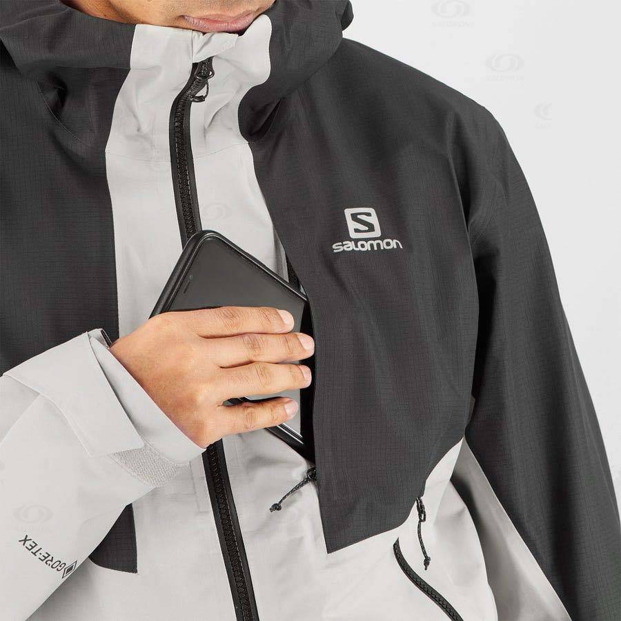 Black / Grey Salomon OUTLINE GORE-TEX HYBRID Men's Waterproof Jackets | US-W1400