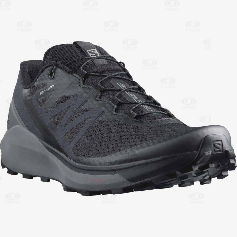 Black / Grey Salomon SENSE RIDE 4 Men's Trail Running Shoes | US-N2219