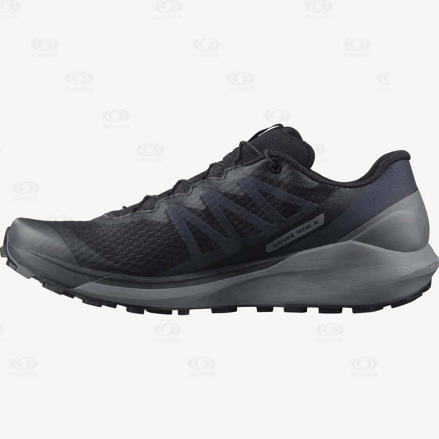 Black / Grey Salomon SENSE RIDE 4 Men's Trail Running Shoes | US-N2219