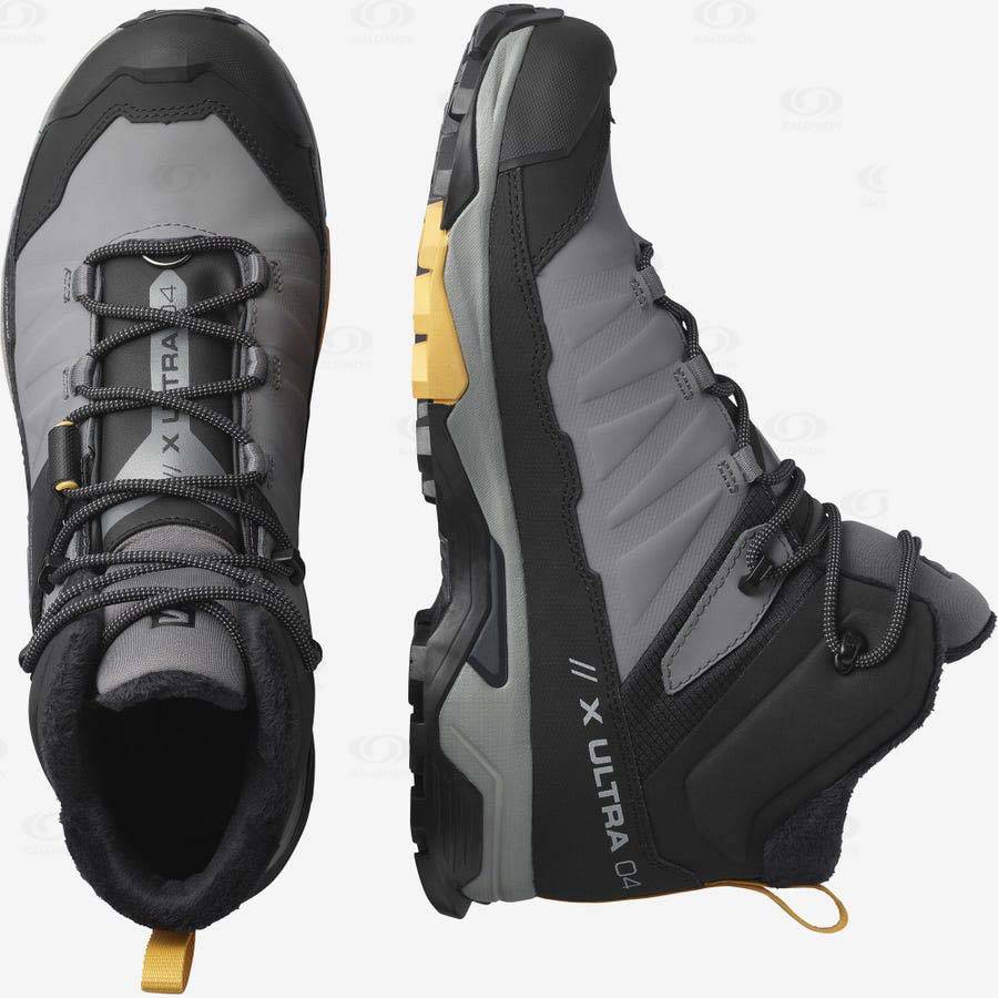 Black / Grey Salomon X ULTRA 4 MID WINTER THINSULATE™ CLIMASALOMON™ Men's Waterproof Boots | US-O1392