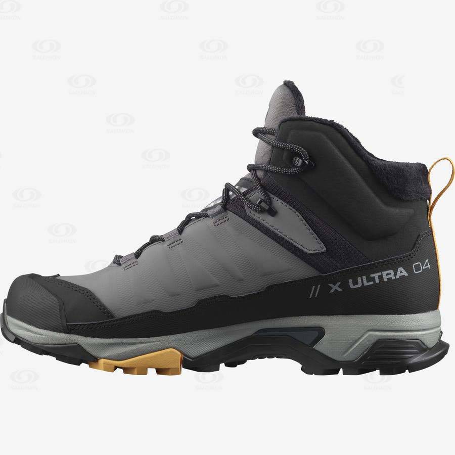 Black / Grey Salomon X ULTRA 4 MID WINTER THINSULATE™ CLIMASALOMON™ Men's Waterproof Boots | US-O1392