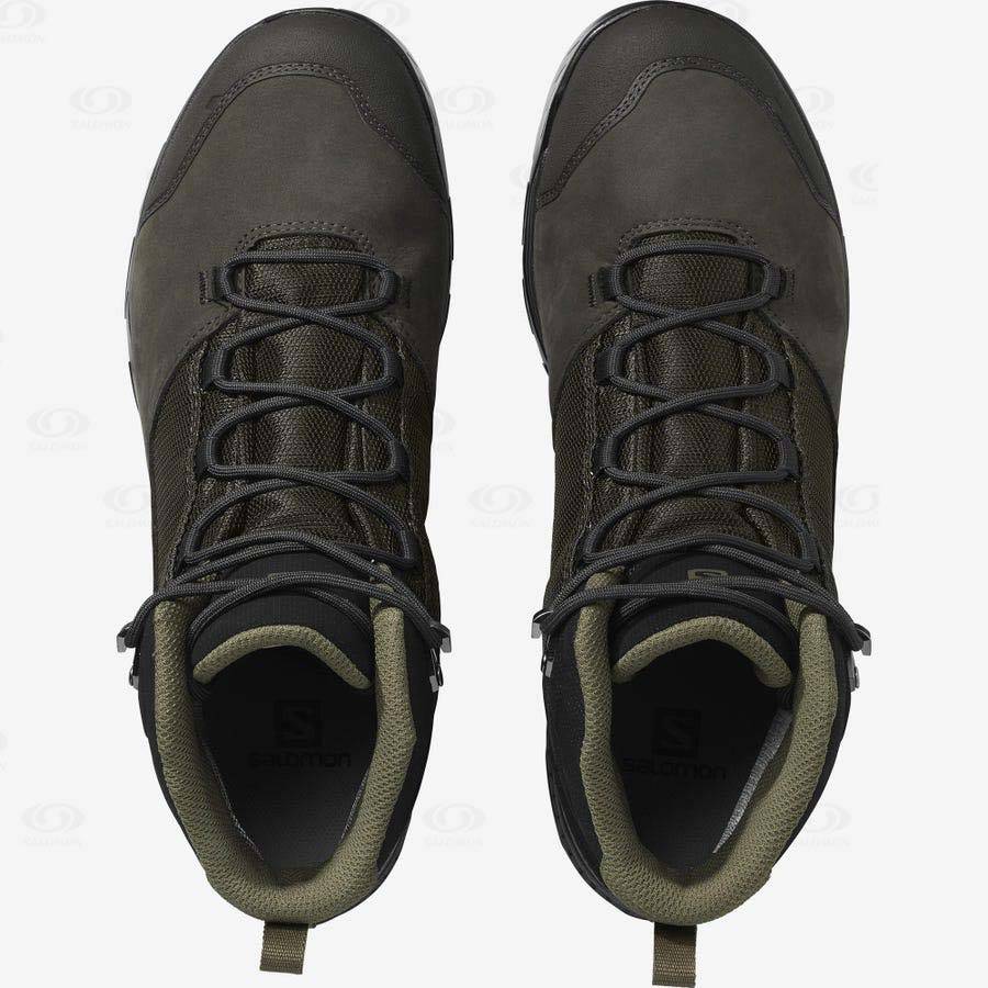 Black / Olive Salomon OUTWARD GORE-TEX Men's Hiking Shoes | US-A1297