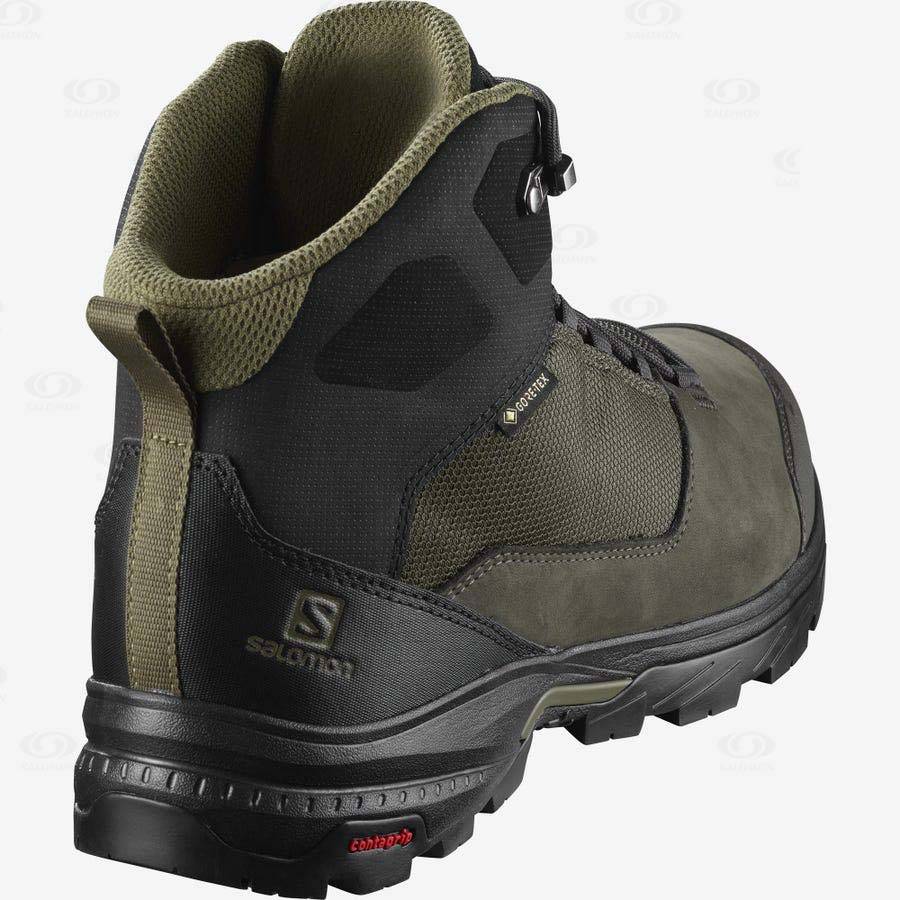 Black / Olive Salomon OUTWARD GORE-TEX Men's Hiking Shoes | US-A1297