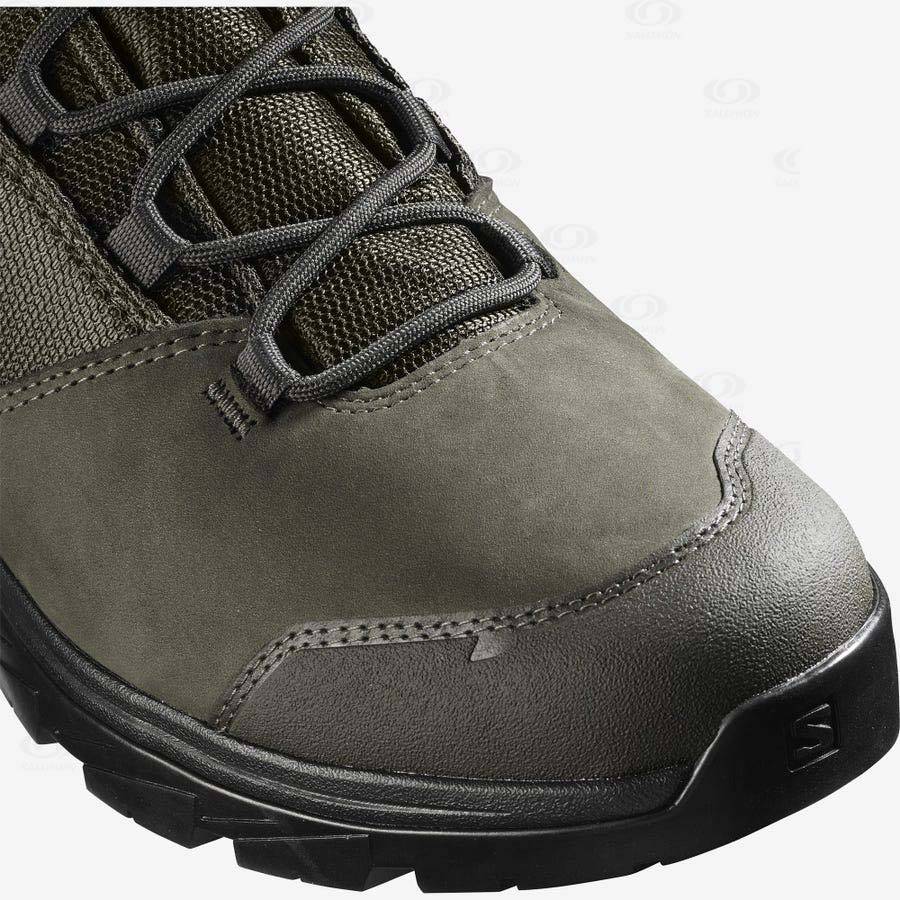 Black / Olive Salomon OUTWARD GORE-TEX Men's Hiking Shoes | US-A1297