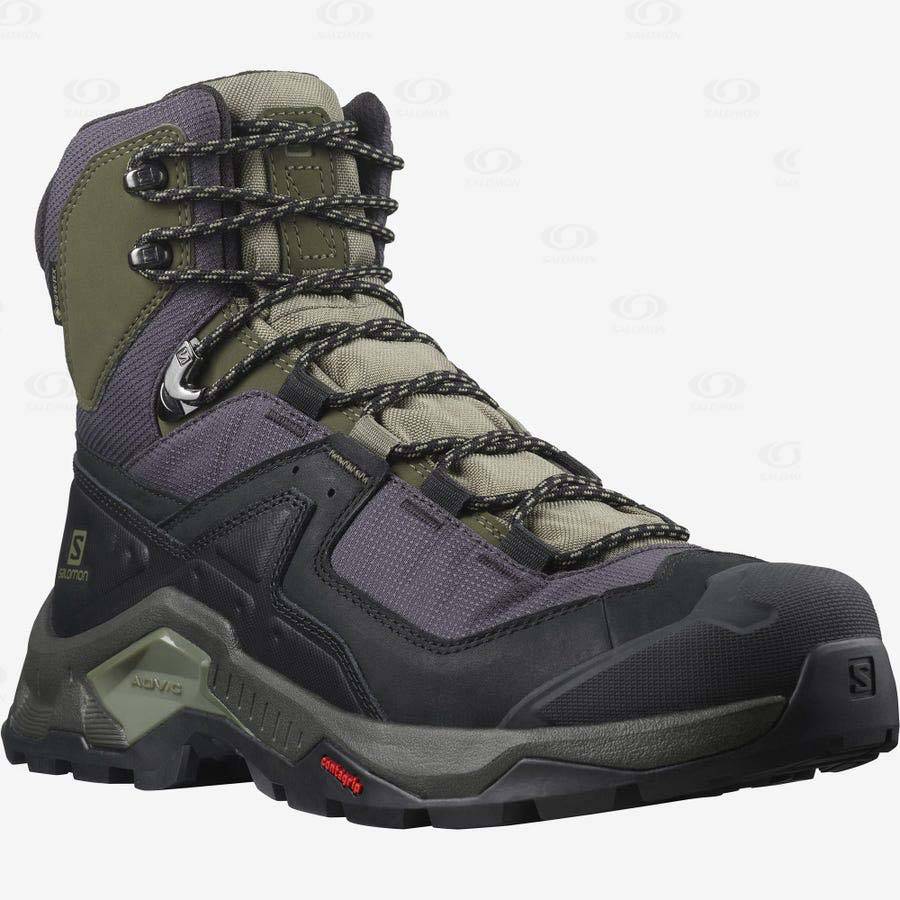 Black / Olive Salomon QUEST ELEMENT GORE-TEX Men's Hiking Shoes | US-M1391