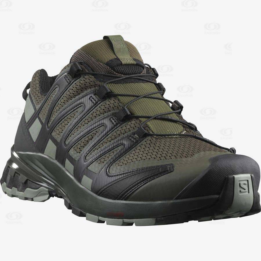 Black / Olive Salomon XA PRO 3D V8 WIDE Men's Hiking Shoes | US-S2017