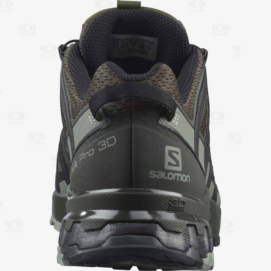 Black / Olive Salomon XA PRO 3D V8 WIDE Men's Hiking Shoes | US-S2017