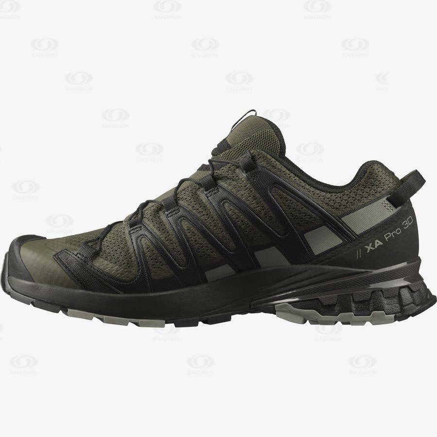 Black / Olive Salomon XA PRO 3D v8 Men's Hiking Shoes | US-O1343