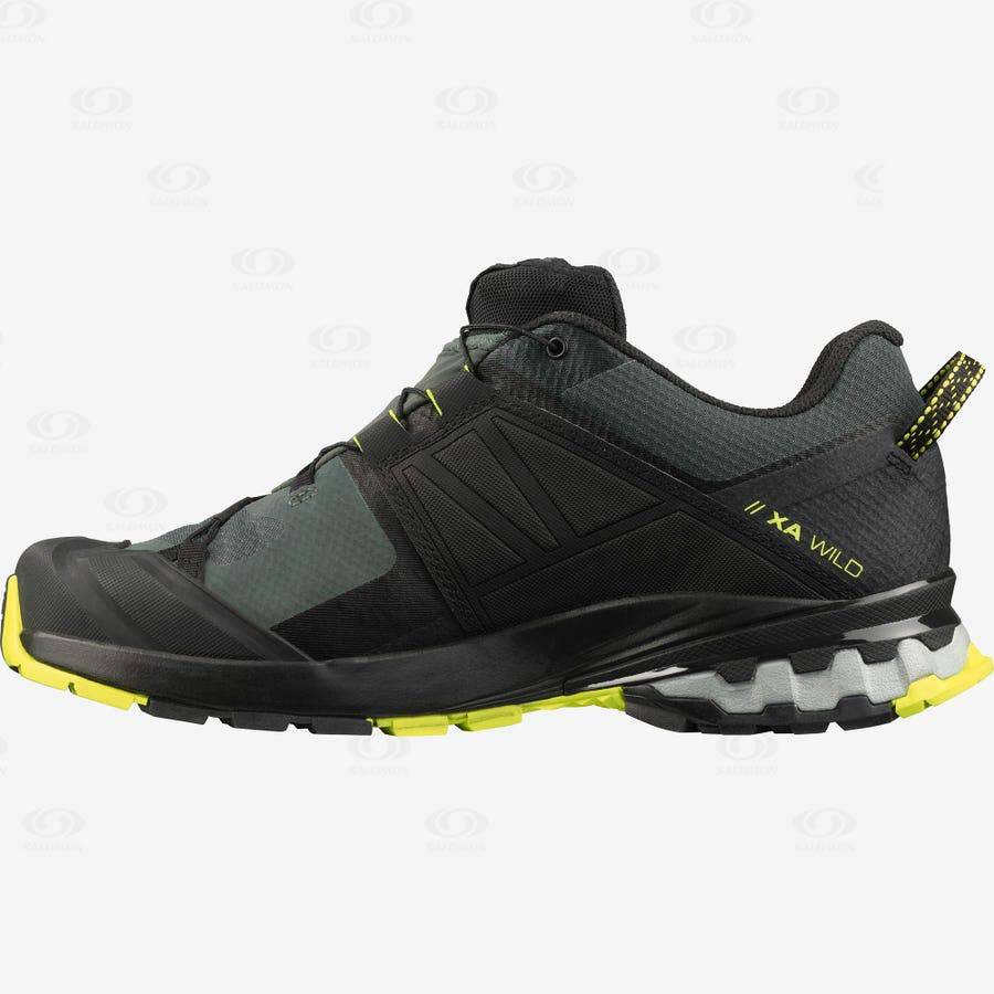 Black / Olive Salomon XA WILD GORE-TEX Men's Trail Running Shoes | US-O1091