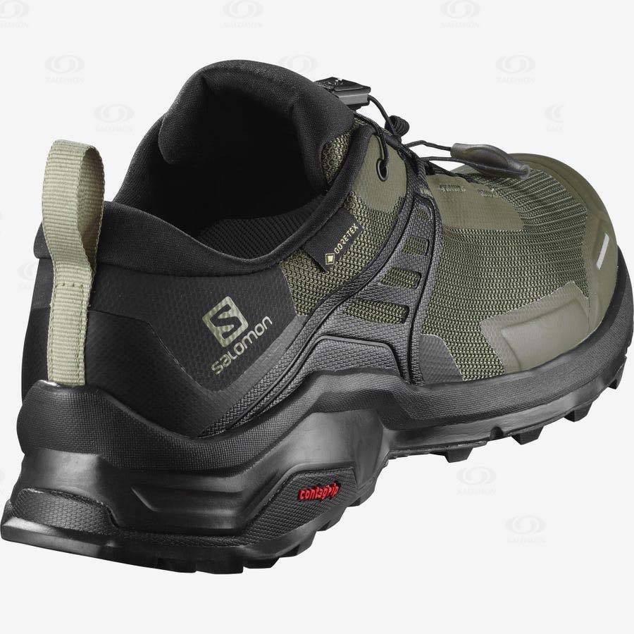 Black / Olive Salomon X RAISE GORE-TEX Men's Hiking Shoes | US-O2482