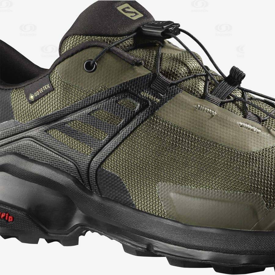 Black / Olive Salomon X RAISE GORE-TEX Men's Hiking Shoes | US-O2482