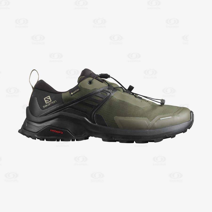 Black / Olive Salomon X RAISE GORE-TEX Men\'s Hiking Shoes | US-O2482