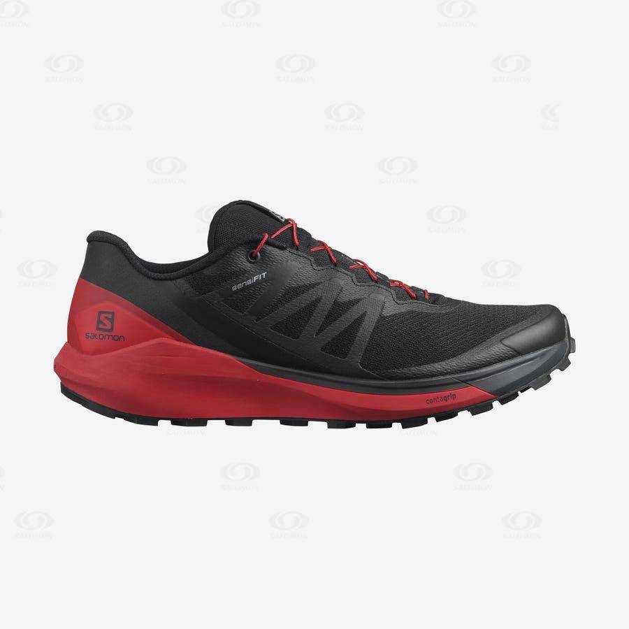 Black / Red Salomon SENSE RIDE 4 Men\'s Trail Running Shoes | US-L2446