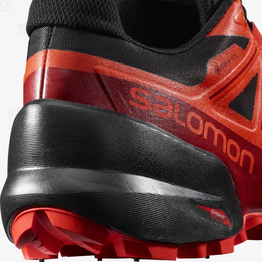 Black / Red Salomon SPIKECROSS 5 GORE-TEX Men's Trail Running Shoes | US-M2259