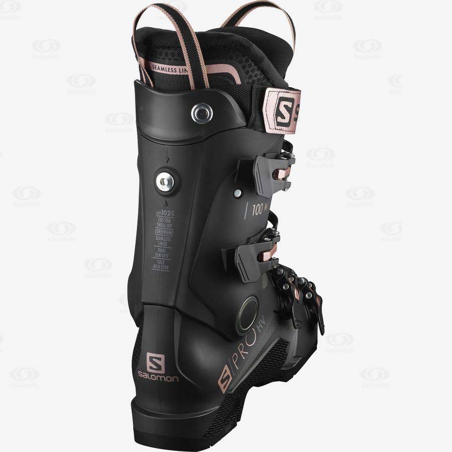 Black / Rose Gold Salomon S/PRO HV 100 Women's Ski Boots | US-N1176