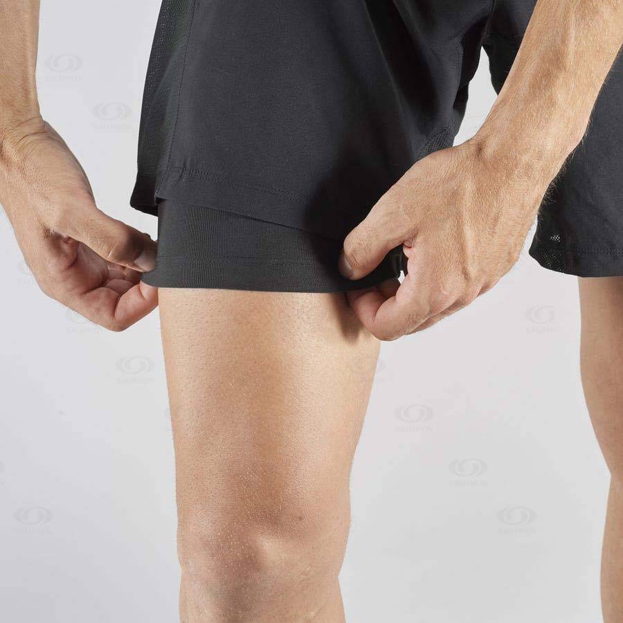 Black Salomon AGILE 2IN1 Men's Shorts | US-O1600