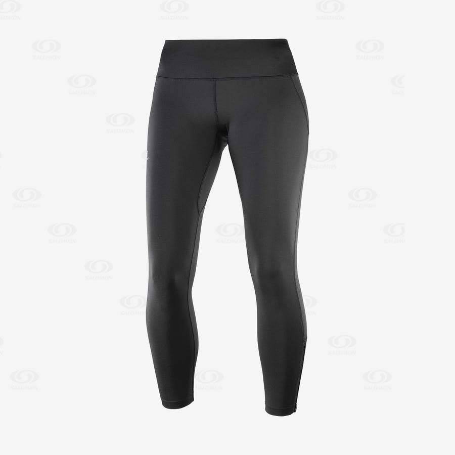 Black Salomon AGILE LONG Women\'s Running Tights | US-O1558