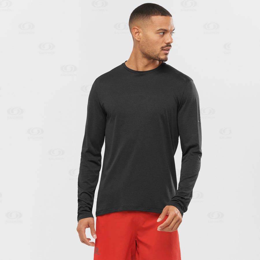 Black Salomon AGILE Men's T Shirts | US-M1139