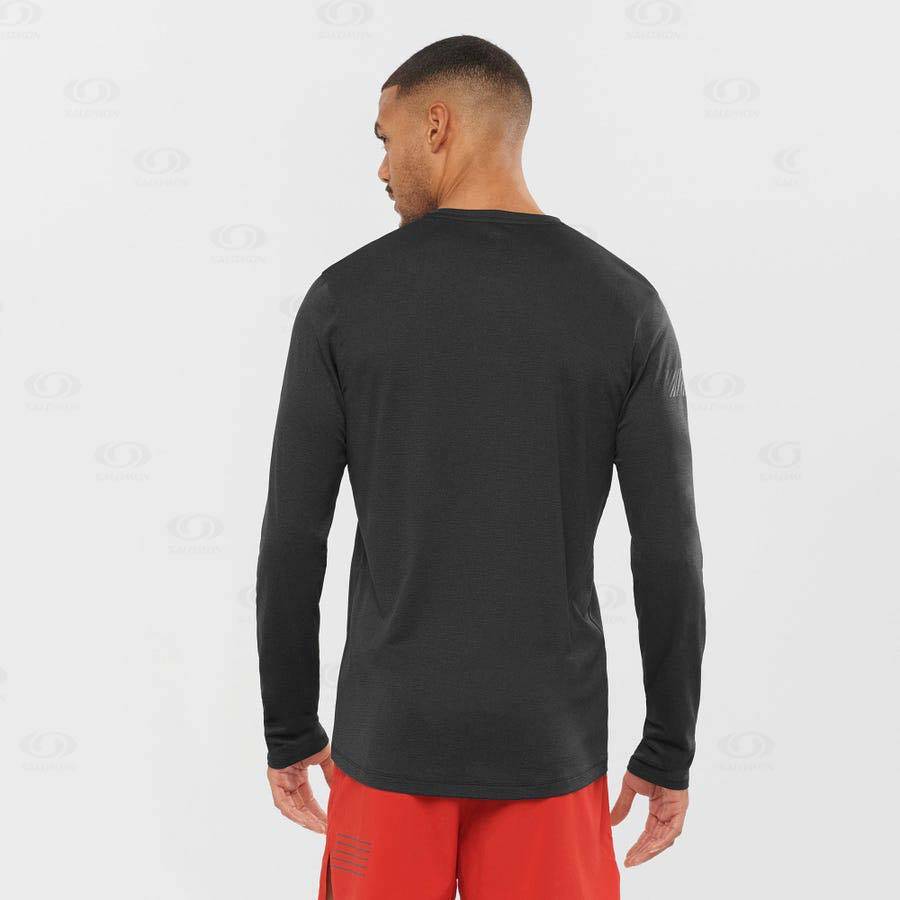 Black Salomon AGILE Men's T Shirts | US-M1139