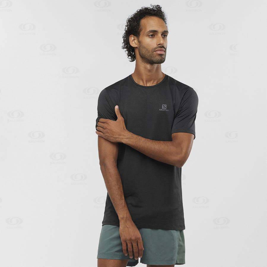 Black Salomon AGILE TRAINING Men's T Shirts | US-M1972