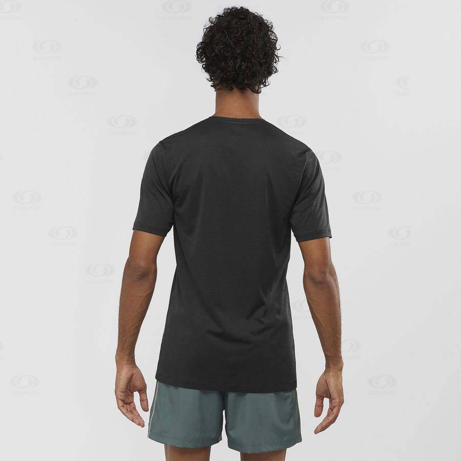 Black Salomon AGILE TRAINING Men's T Shirts | US-M1972