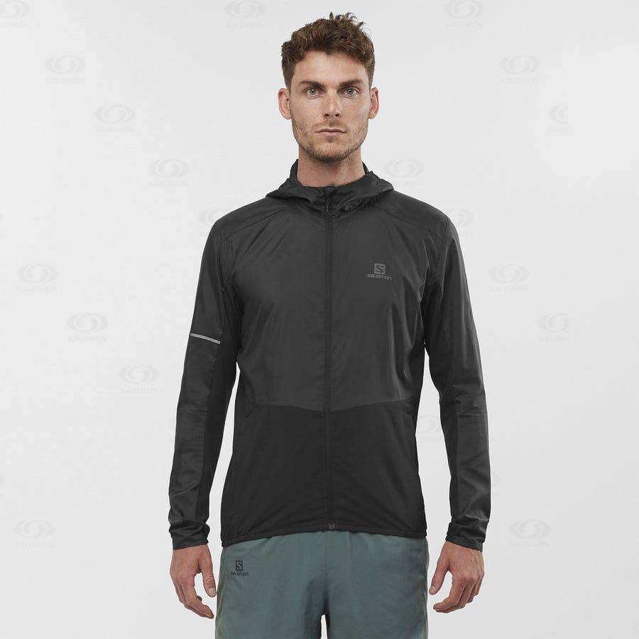 Black Salomon AGILE WIND Men's Windbreakers Jacket | US-L1536