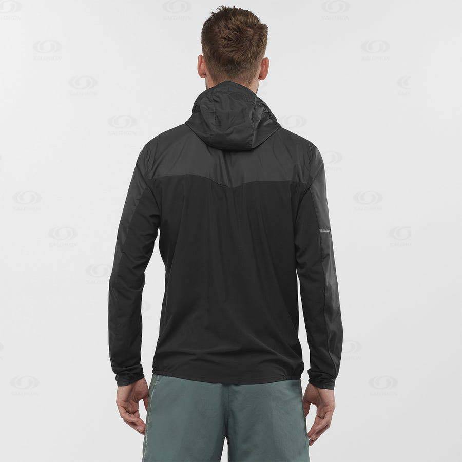 Black Salomon AGILE WIND Men's Windbreakers Jacket | US-L1536