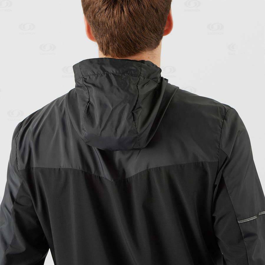 Black Salomon AGILE WIND Men's Windbreakers Jacket | US-L1536