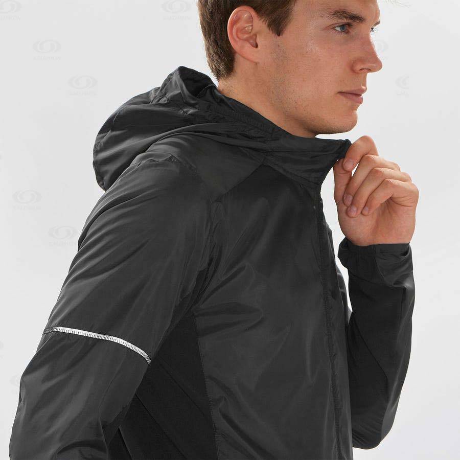 Black Salomon AGILE WIND Men's Windbreakers Jacket | US-L1536