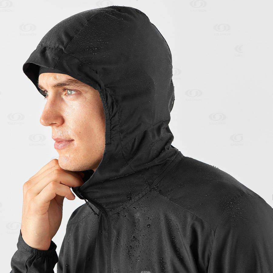 Black Salomon AGILE WIND Men's Windbreakers Jacket | US-L1536