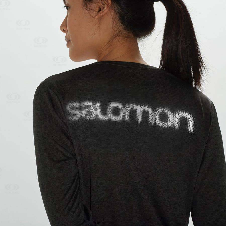 Black Salomon AGILE Women's T Shirts | US-N1337