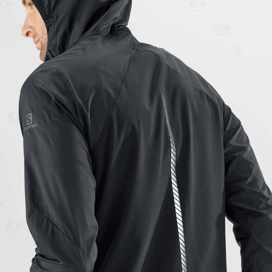 Black Salomon BONATTI CROSS WIND Men's Windbreakers Jacket | US-O1217