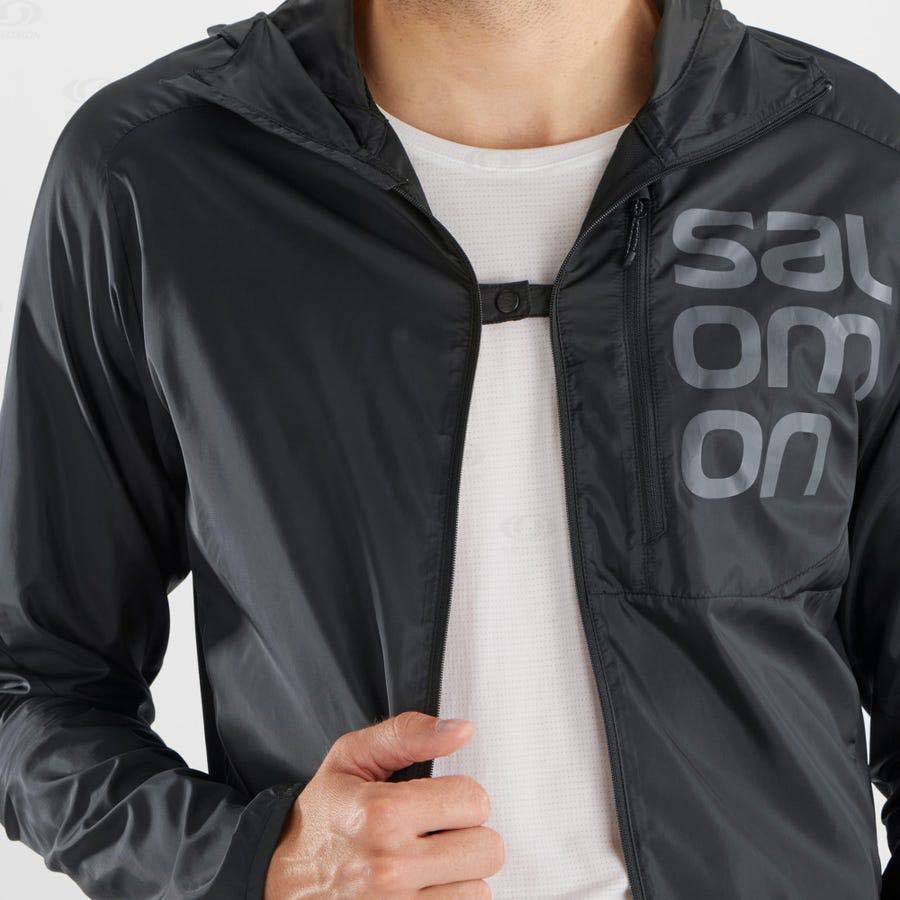 Black Salomon BONATTI CROSS WIND Men's Windbreakers Jacket | US-O1217