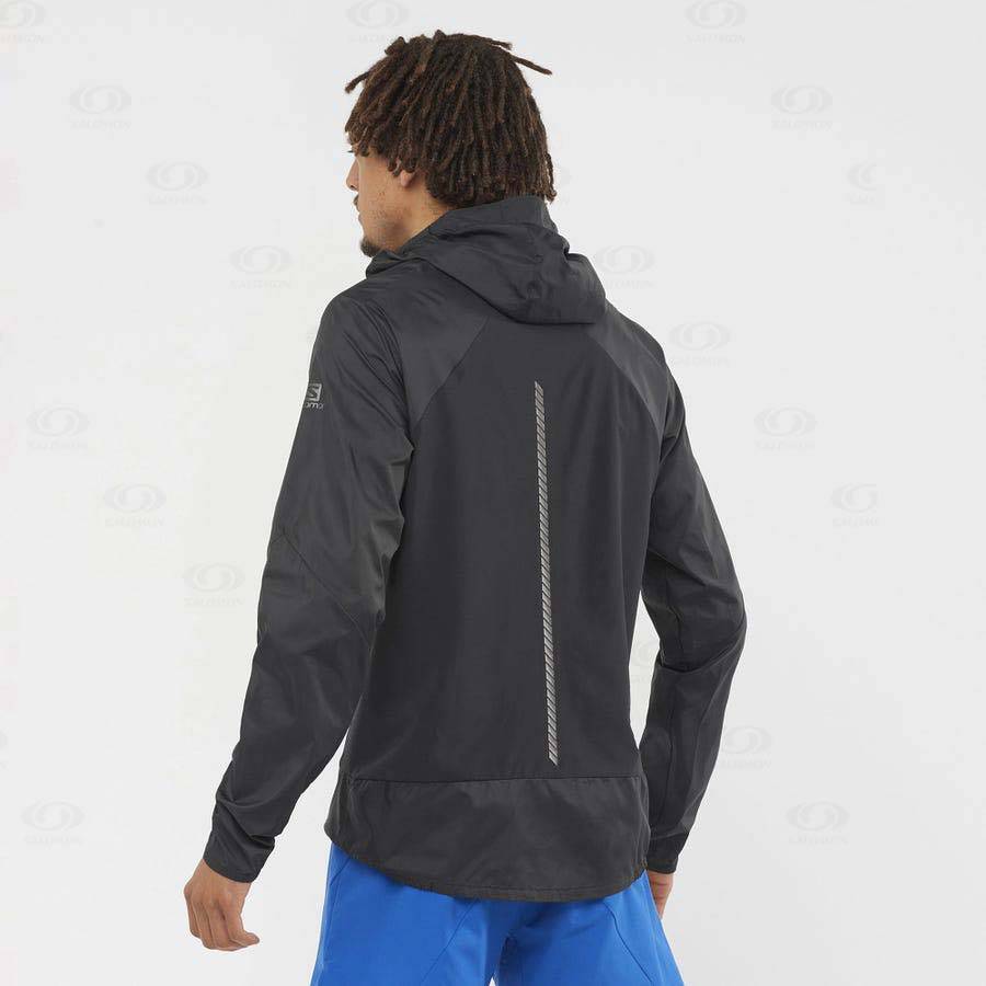 Black Salomon BONATTI CROSS WIND Men's Windbreakers Jacket | US-O1217