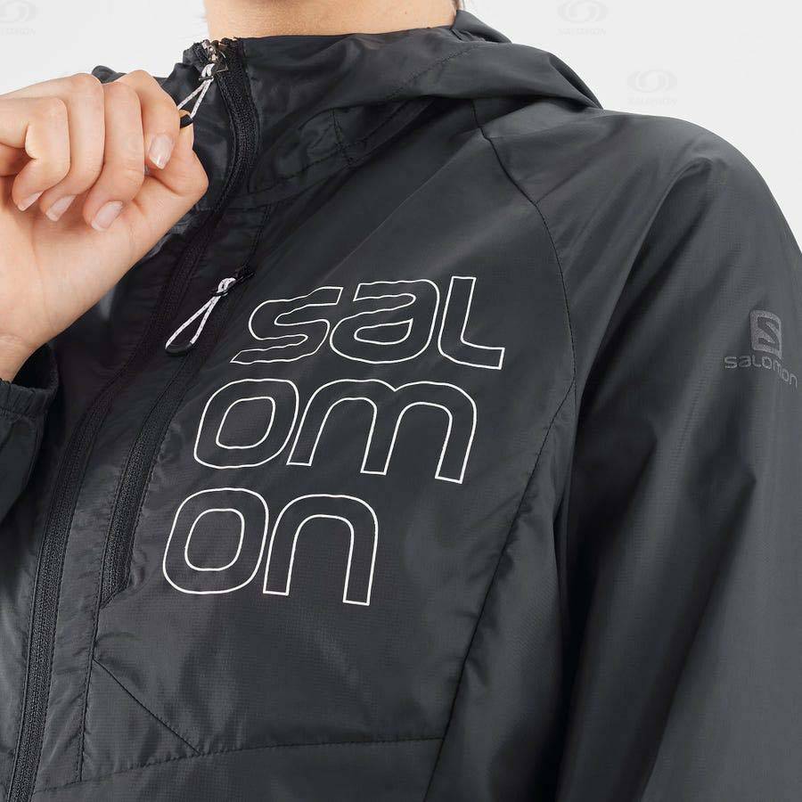 Black Salomon BONATTI CROSS WIND Women's Windbreakers Jacket | US-N1358