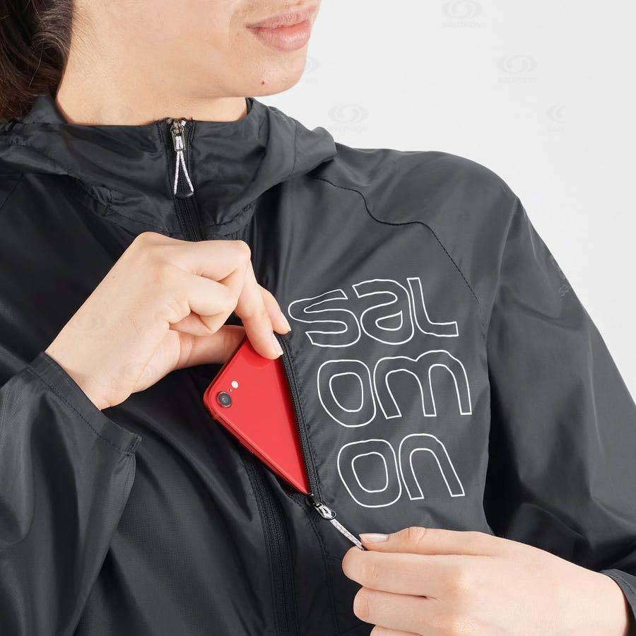 Black Salomon BONATTI CROSS WIND Women's Windbreakers Jacket | US-N1358