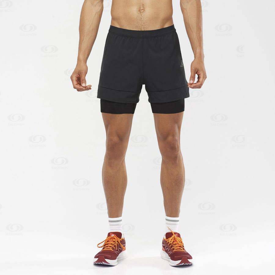 Black Salomon CROSS 2IN1 Men's Shorts | US-L1956