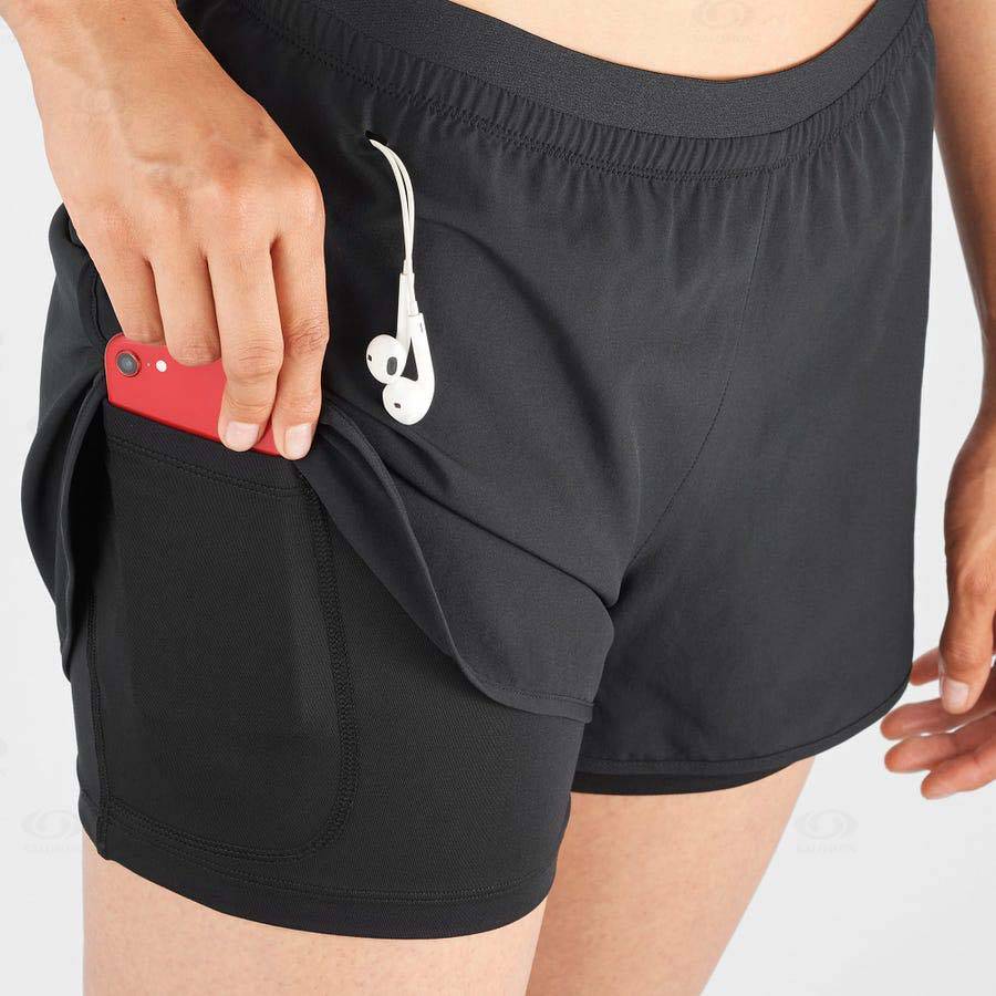 Black Salomon CROSS 2IN1 Women's Shorts | US-A2515