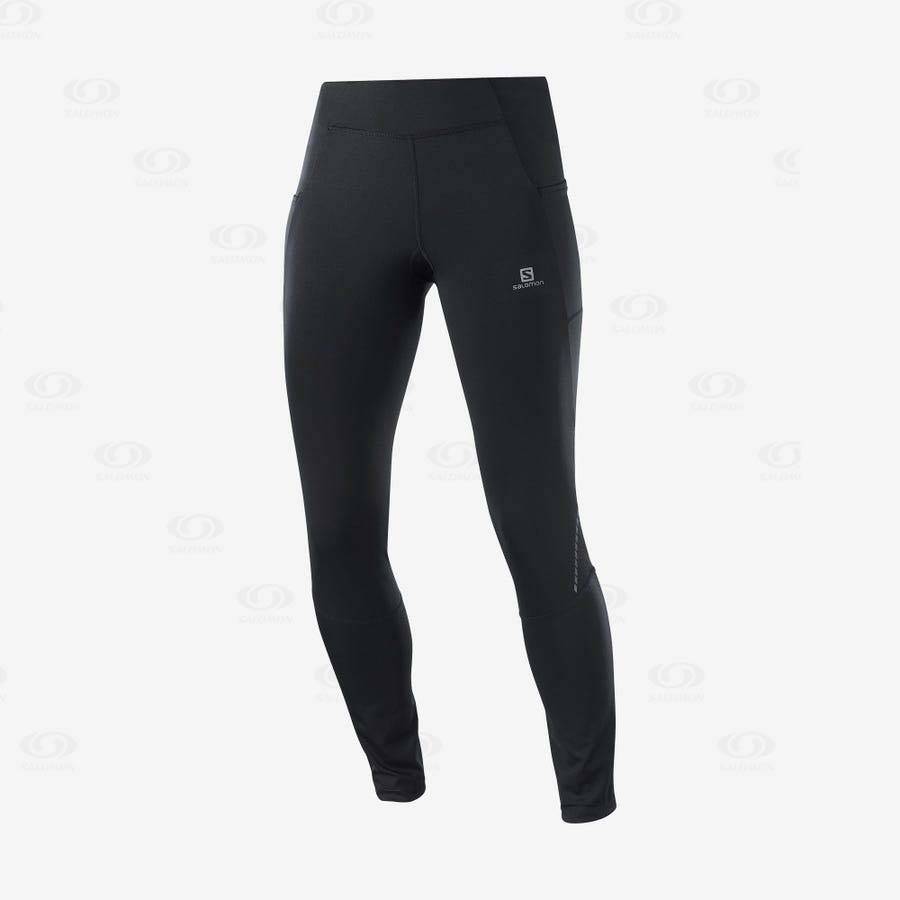 Black Salomon CROSS RUN 28\'\' Women\'s Running Tights | US-W3500