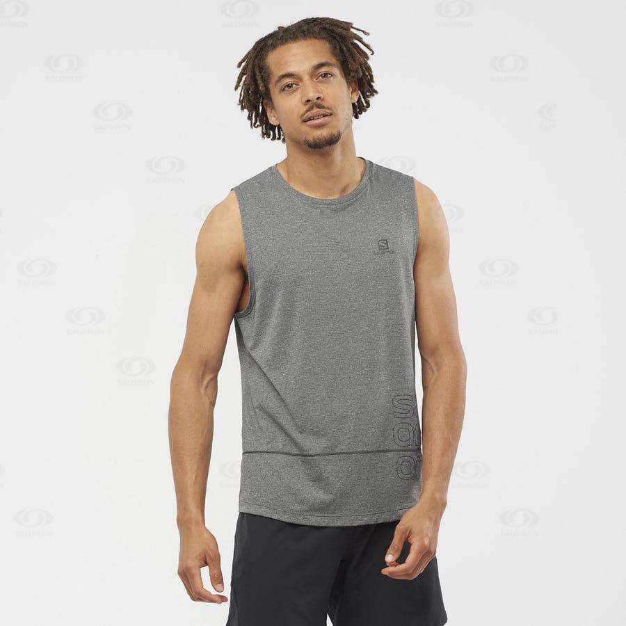 Black Salomon CROSS RUN GRAPHIC Men's T Shirts | US-A1738