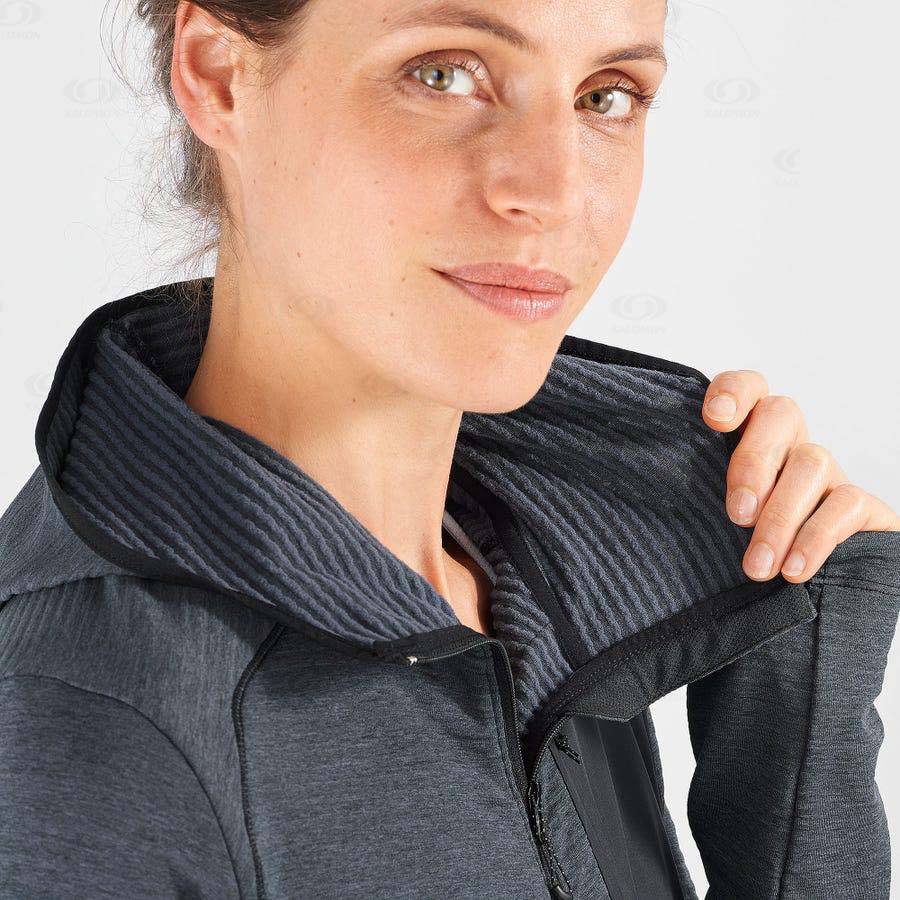 Black Salomon ESSENTIAL LIGHTWARM HOODED Women's Hoodie | US-A2382