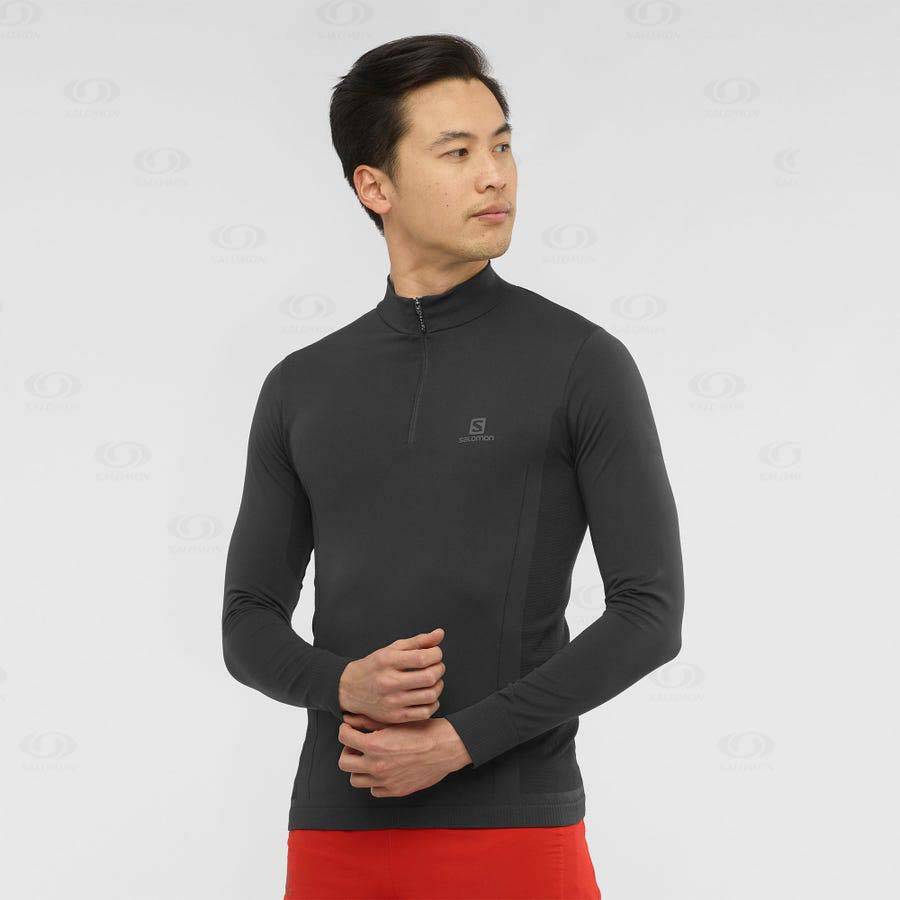 Black Salomon ESSENTIAL SEAMLESS Men's Hoodie | US-M2266