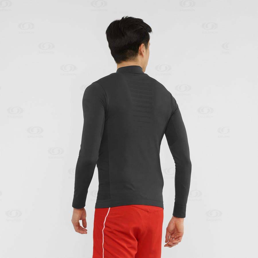 Black Salomon ESSENTIAL SEAMLESS Men's Hoodie | US-M2266