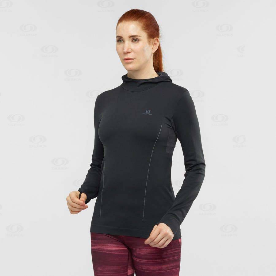 Black Salomon ESSENTIAL SEAMLESS Women's Hoodie | US-N2555