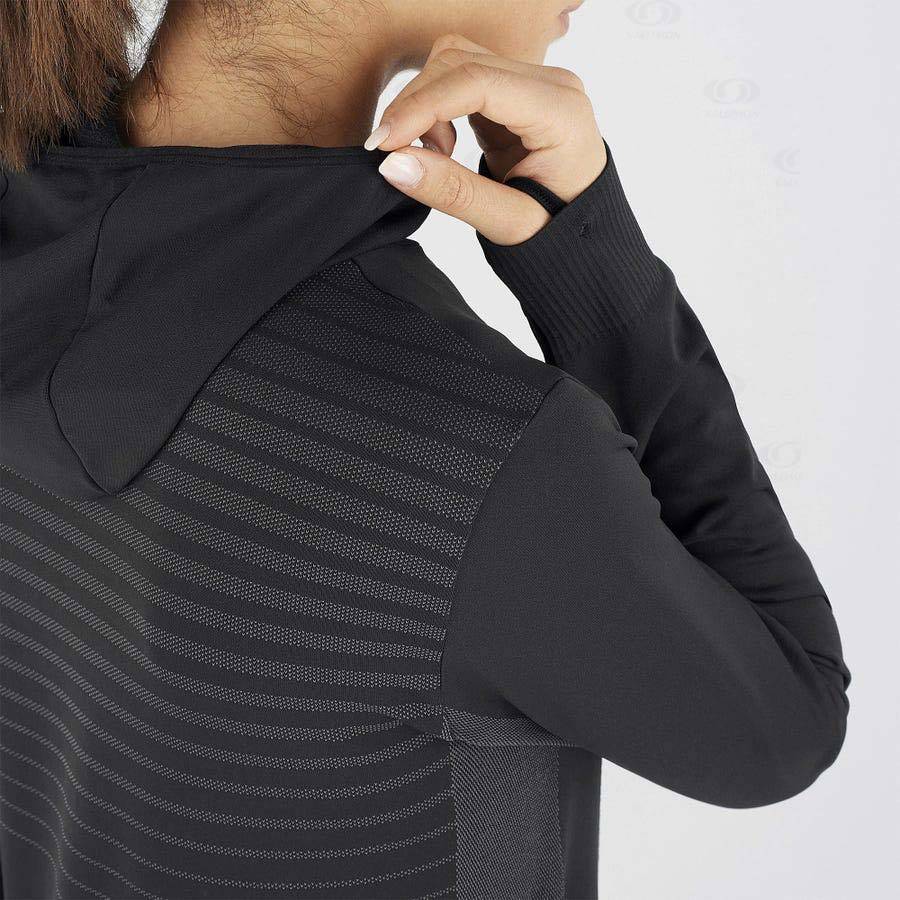 Black Salomon ESSENTIAL SEAMLESS Women's Hoodie | US-N2555