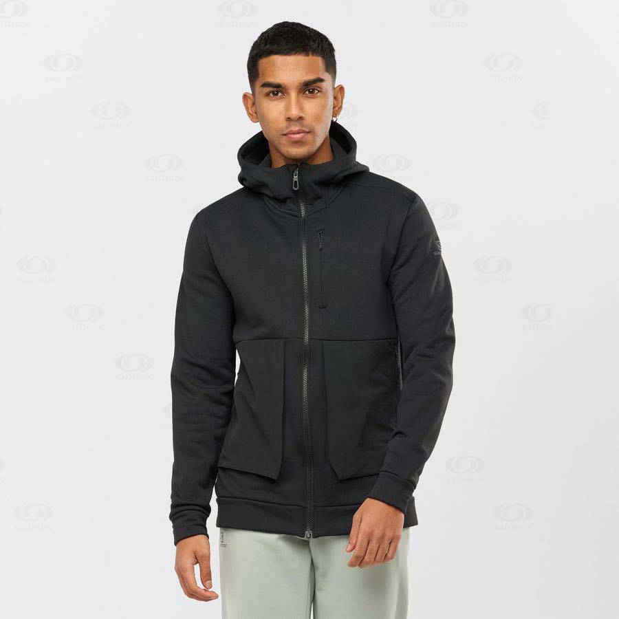 Black Salomon ESSENTIAL WARM FLEECE Men's Hoodie | US-M2014